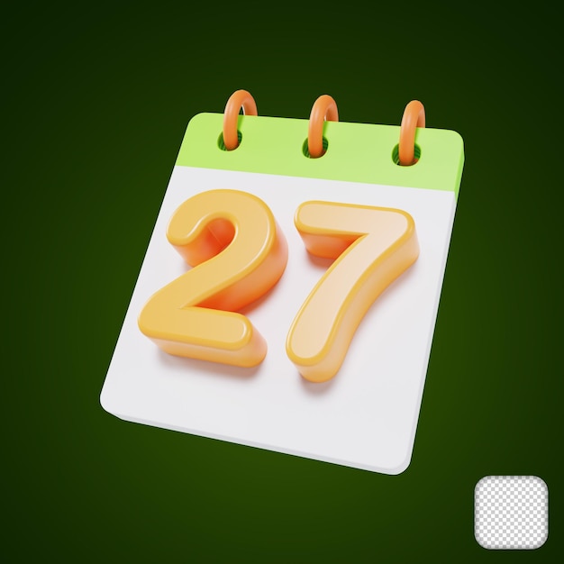 Календарный день 27 месяца 3d иллюстрация