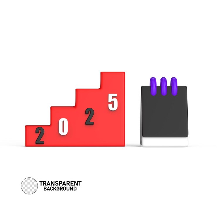 PSD calendar desk 3d icon 2025 down and low