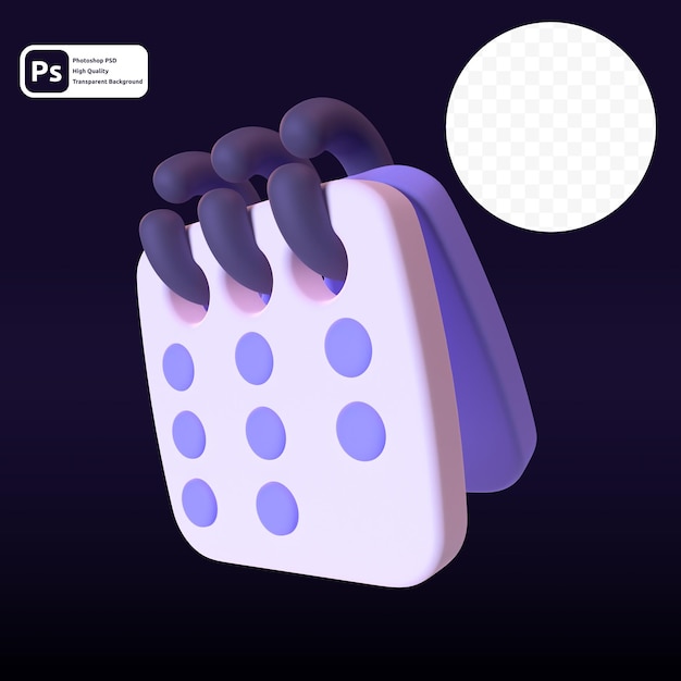 calendar in 3d render for graphic asset web presentation or other