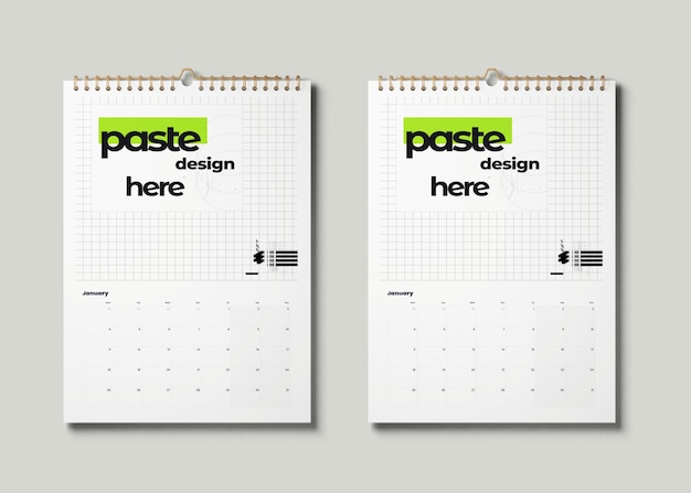 Mockup di calendario appeso al muro