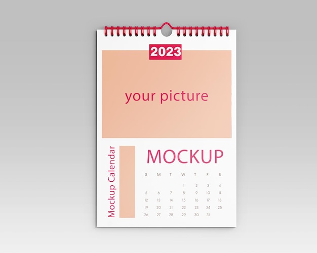 A calendar mockup psd that says your picture on it