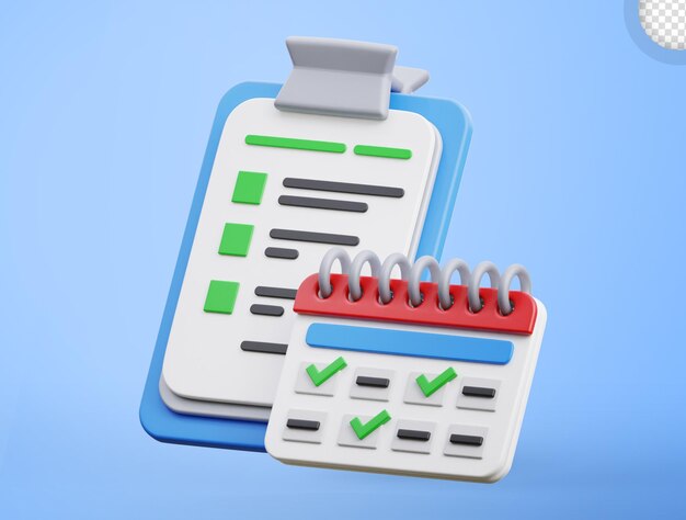 Calendar notes 3d icon illustration