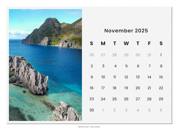 calendar november 2025 a4 paper landscape psd template