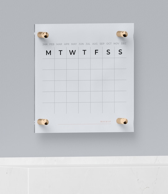 calendar pinned on wall mock-up