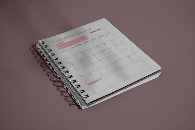 PSD calendar and planner notebook mock-up