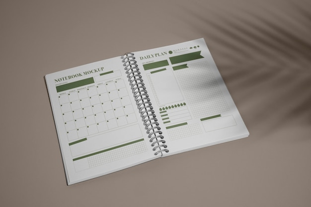 PSD mock-up del taccuino del calendario e del pianificatore