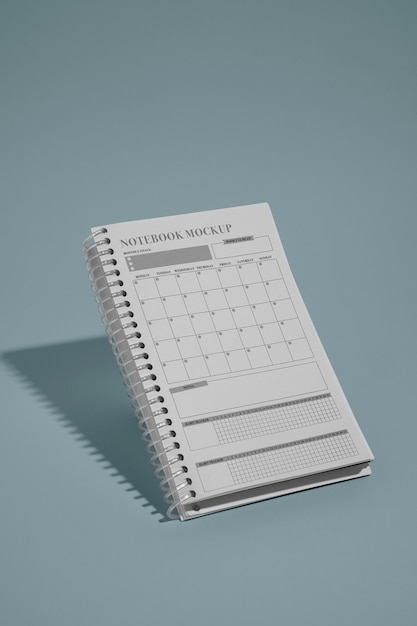 Mock-up del taccuino del calendario e del pianificatore