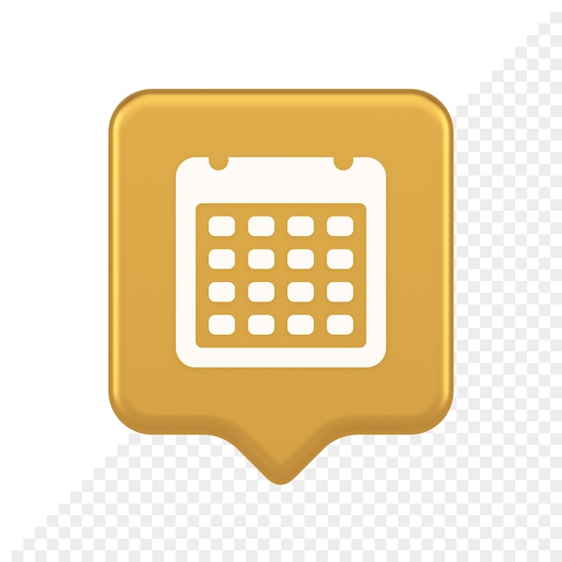 PSD calendar schedule button agenda event appointment reminder 3d realistic speech bubble icon