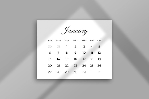 PSD mockup di studio del calendario