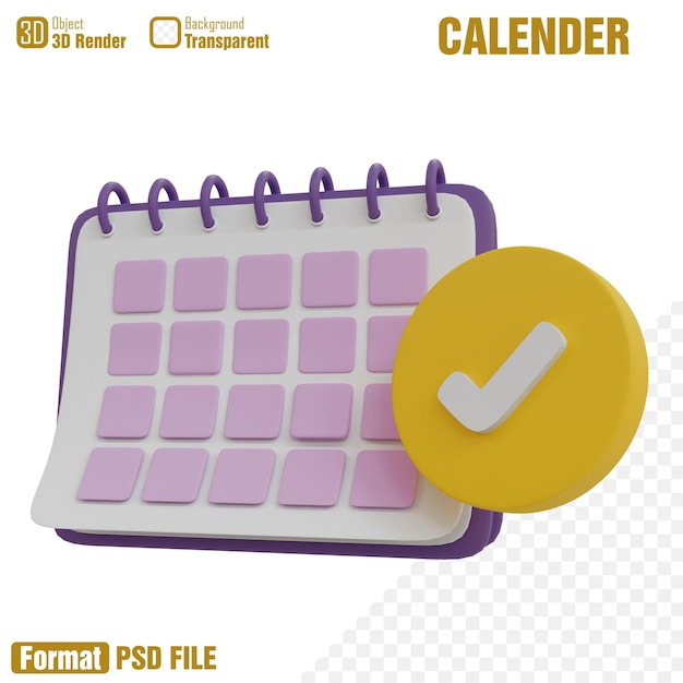 A calendar that is labeled with a yellow circle that says format psd file.
