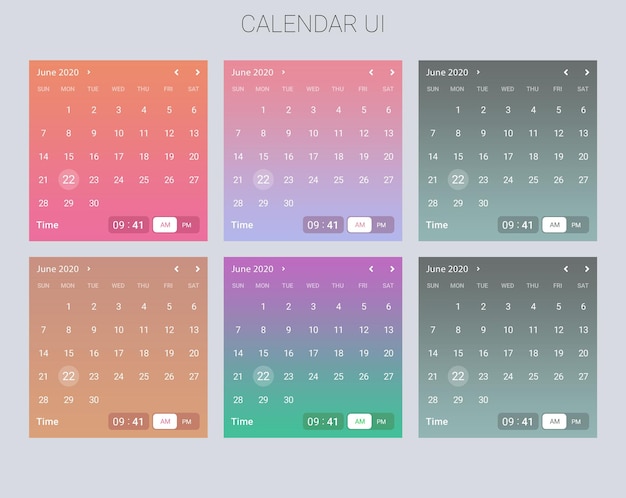 Calendario ui psd design