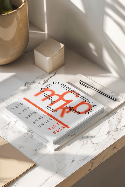 Calendar on wall mockup
