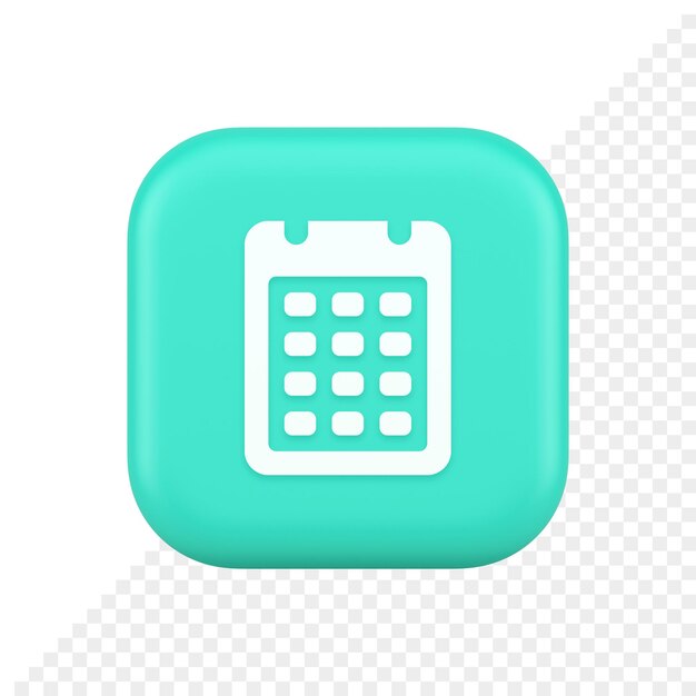 Calendario web app pulsante design agenda riunione scadenza tempo gestione 3d icona realistica