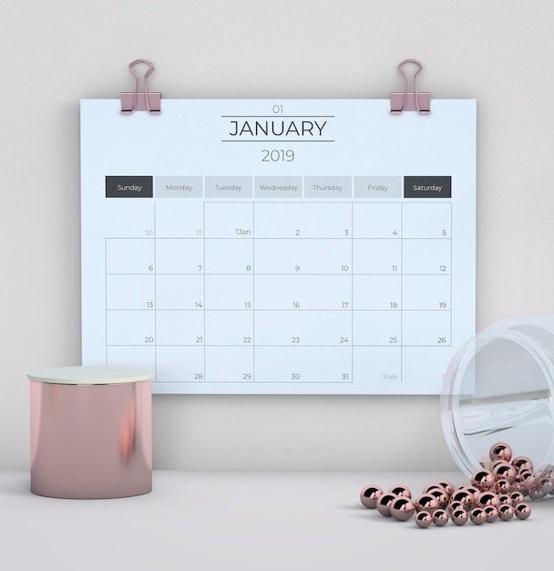 PSD calendar on white background