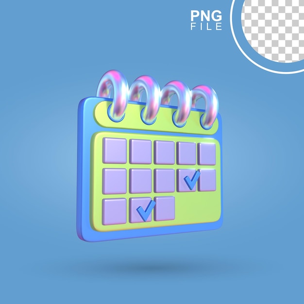 PSD calendar with agenda notes 3d