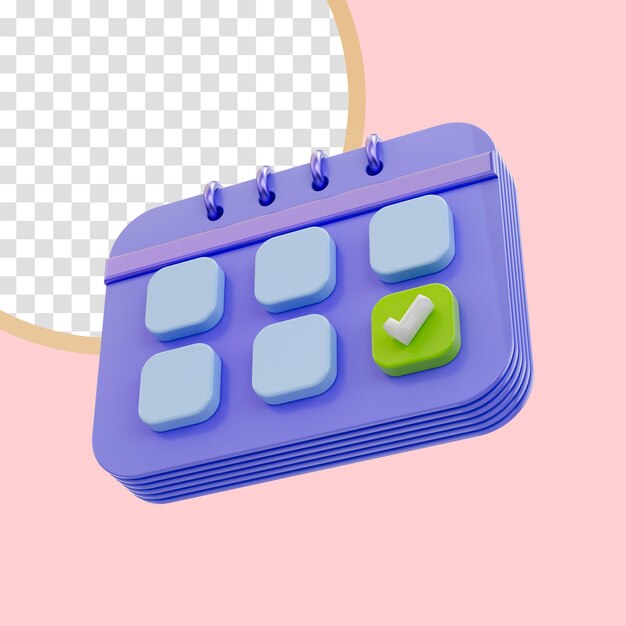 calendar with check mark icon 3d render concept for accepted appointment date success approved