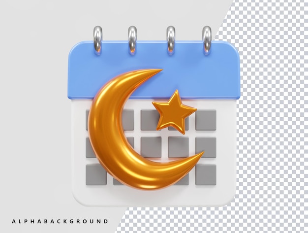 Calendar with a crescent and star on the calendar