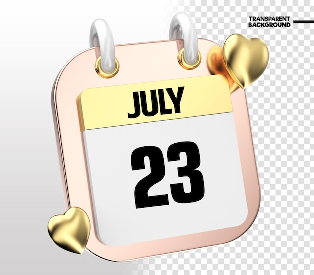 PSD calendar with heart 3d day icon