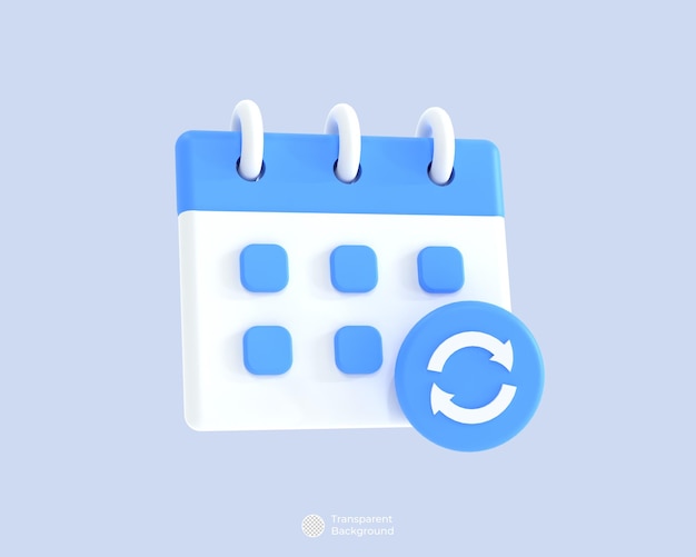 Calendar with recycle icon 3D rendering illustration