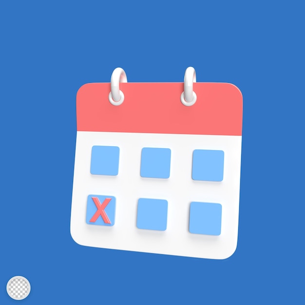 Calender schedule 3d model cartoon style render illustration