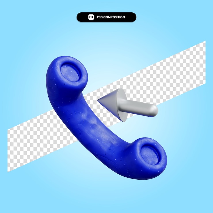 PSD call in 3d render illustration isolated