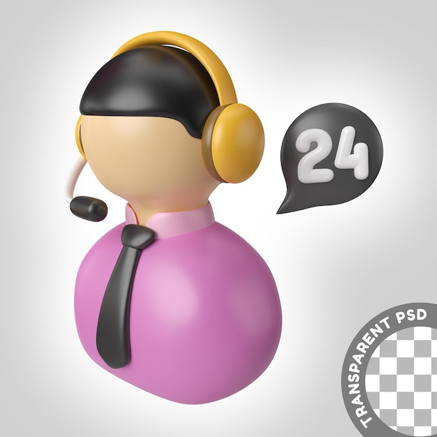 PSD icona dell'illustrazione 3d del call center