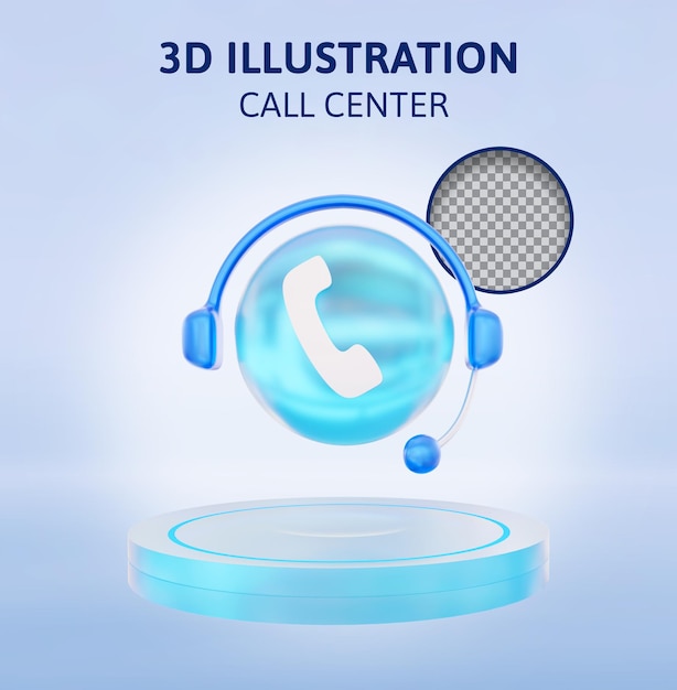 Call center 3d rendering illustration