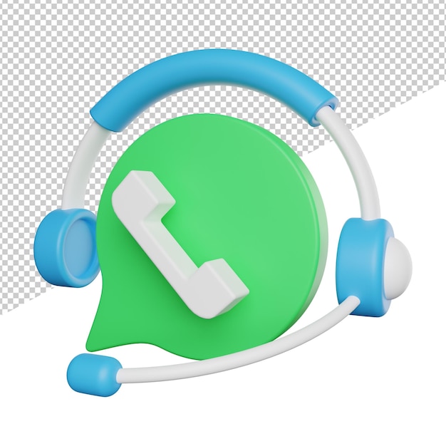 Call center care side view 3d icons rendering illustration on transparent background