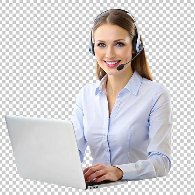 PSD call center support assistant woman transparent background