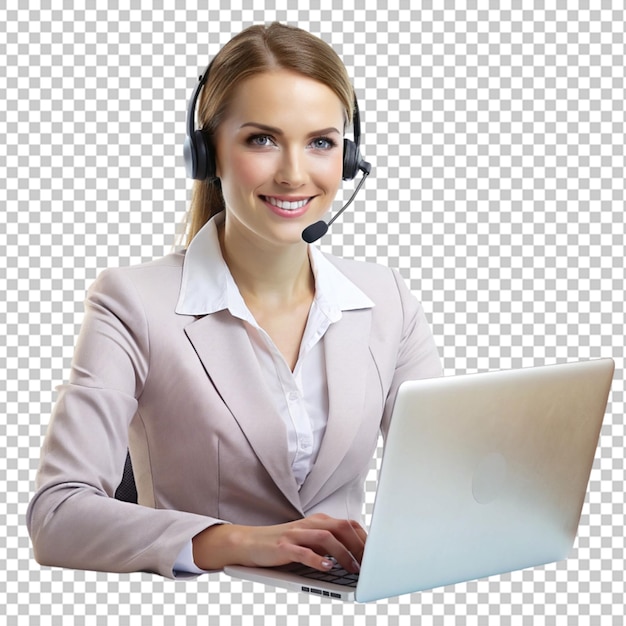 PSD call center support assistant woman transparent background