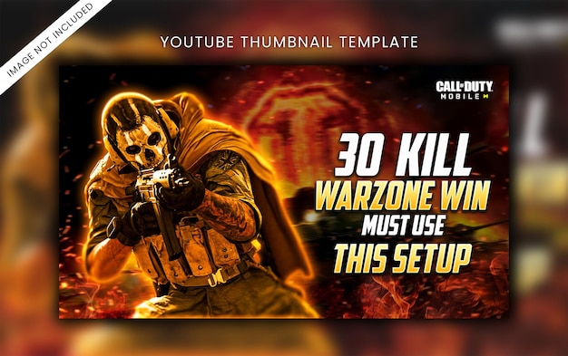 PSD call of duty warzone win youtube thumbnail design template download psd file