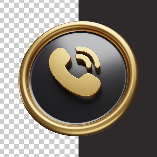 PSD call icon gold in 3d rendering