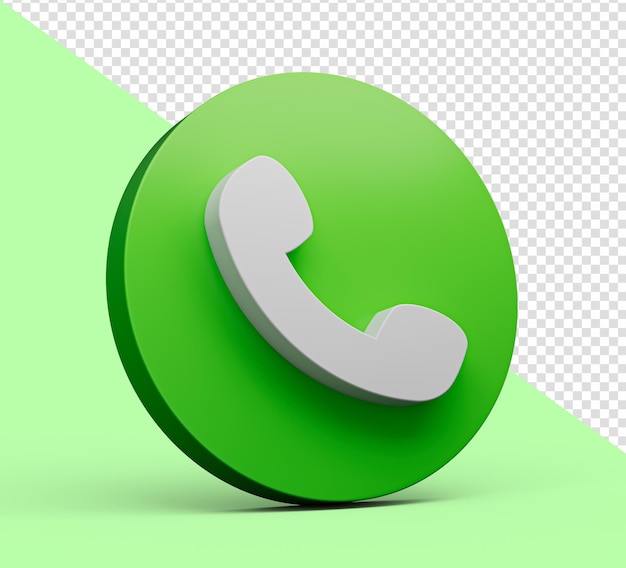 PSD call icon on a green circle isolated trendy 3d realistic phone call button 3d rendering