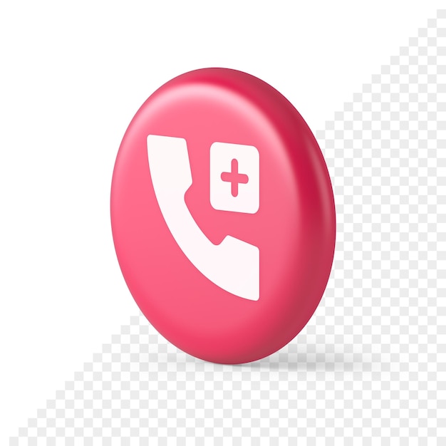 PSD call phone add emergency hotline service pink circle button 3d round realistic icon