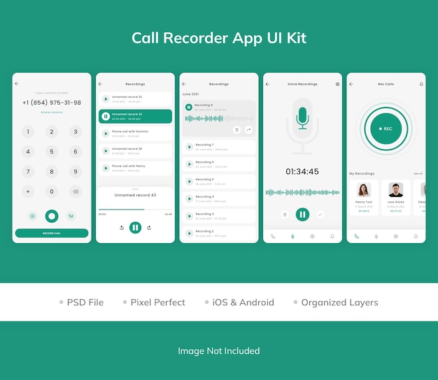 Комплект пользовательского интерфейса приложения Call Recorder