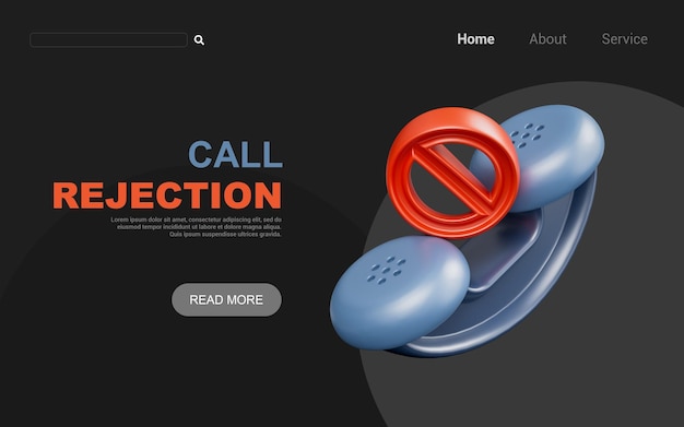 call reject sign on dark background 3d render concept for stop communication no answer block