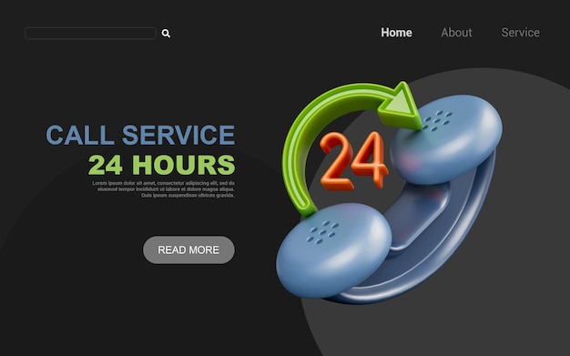 call sign on dark background 3d render concept for 24 hours online service