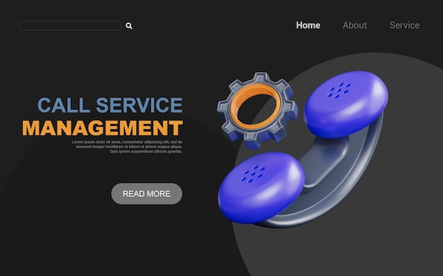 call sign with gear on dark background 3d render concept for management service