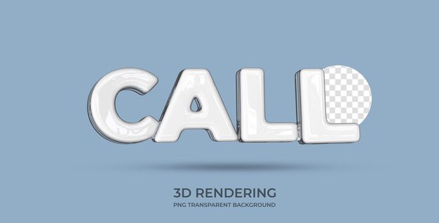 PSD call text style 3d rendering transparent background