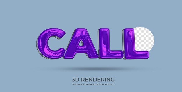 call text style 3d rendering transparent background