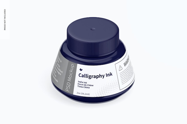 Mockup di inchiostro per calligrafia, vista isometrica