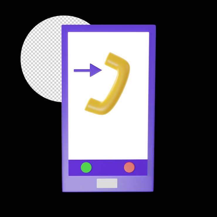 PSD calling from smartphone 3d render icon over black background