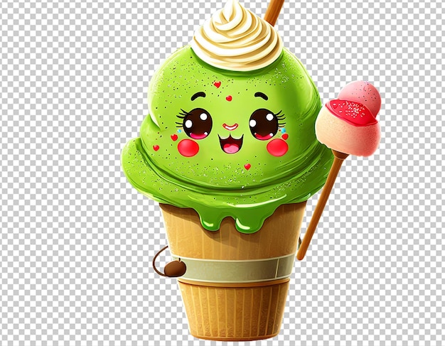 PSD a calm and serene ice cream cartoon character