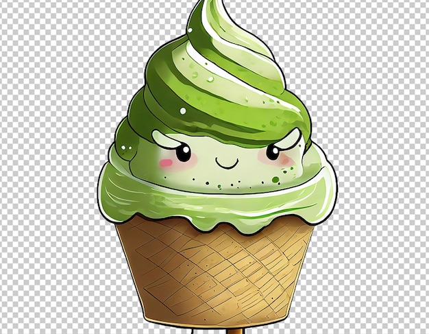 PSD a calm and serene ice cream cartoon character