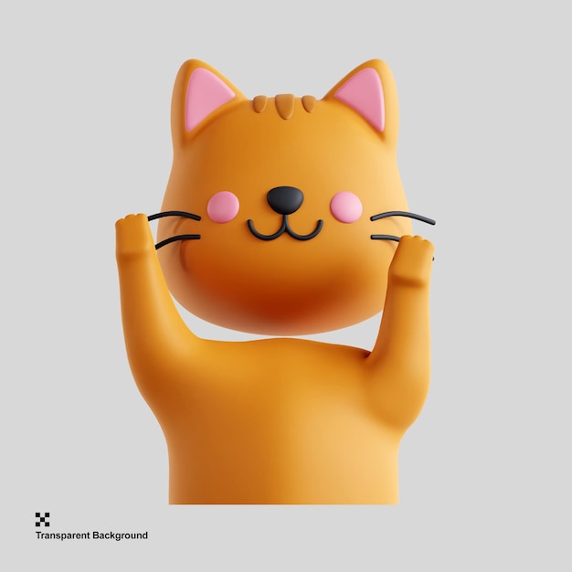 Calming 3d cat icon in a relaxed posture