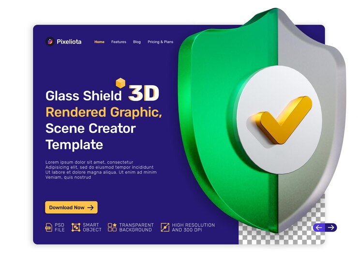 PSD cam kalkan 3d render tasarımı