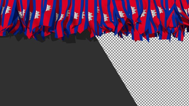 Cambodia Flag Different Shapes of Cloth Stripes Hanging From Top 3D Rendering