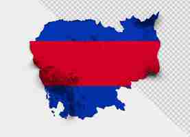 PSD mappa della cambogia bandiera della cambogia rilievo ombreggiato colore mappa dell'altezza su sfondo isolato 3d'illustrazione