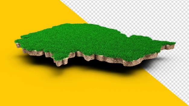 PSD cambodia map soil land geology cross section with green grass and rock ground texture 3d