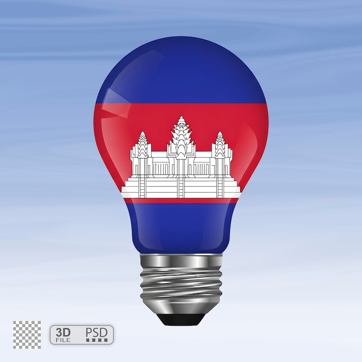 PSD cambodian flag light bulb an idea of national power